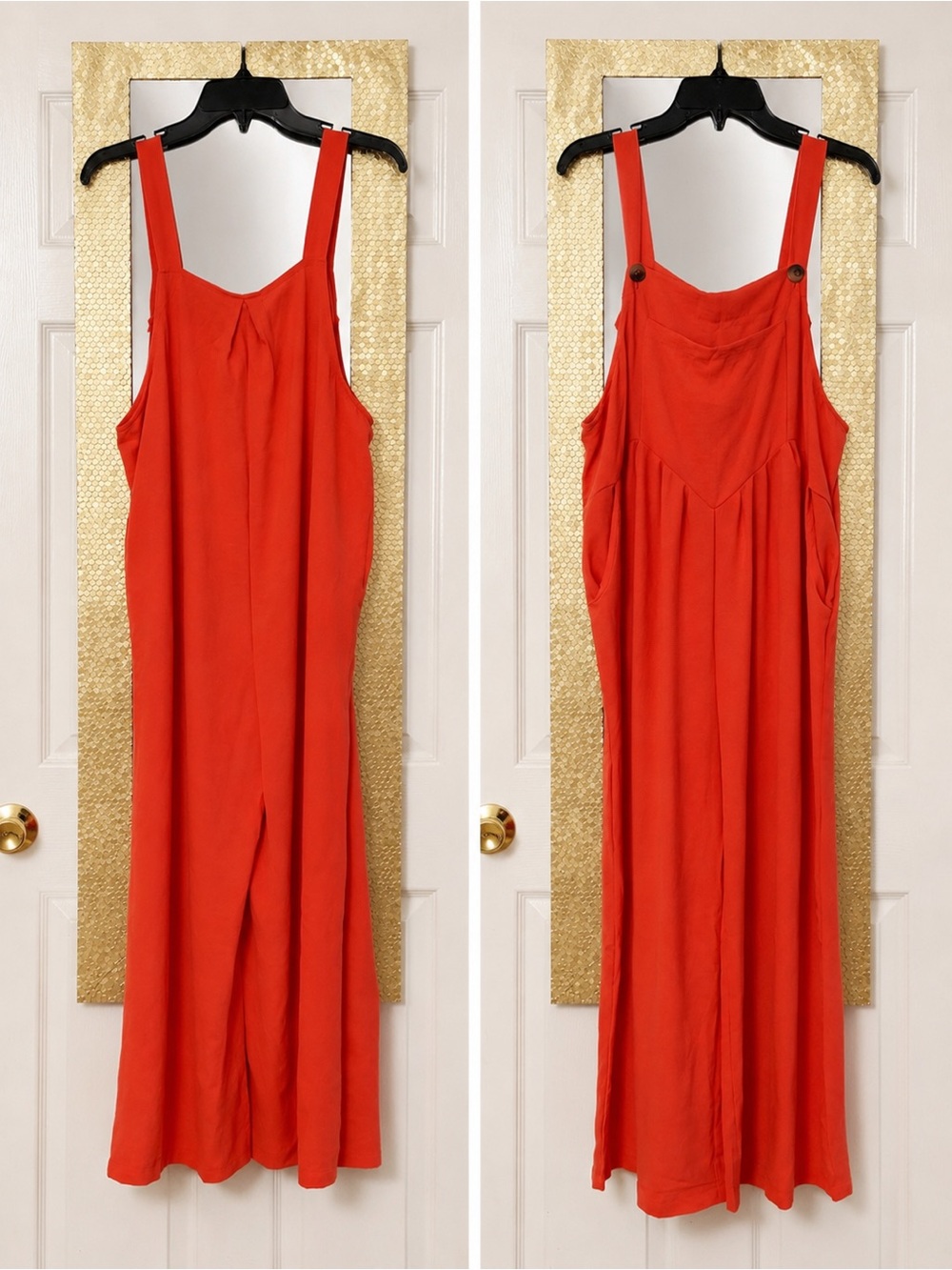 Bright Orange Sleeveless Wide-Leg Jumpsuit